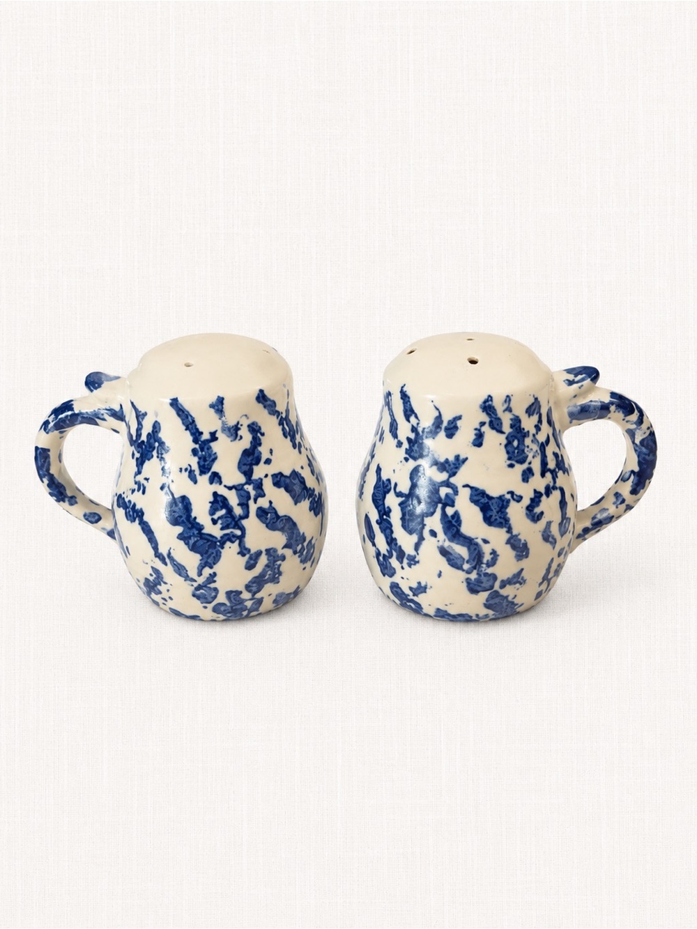 Blue and Cream Speckled Ceramic Salt & Pepper Shakers